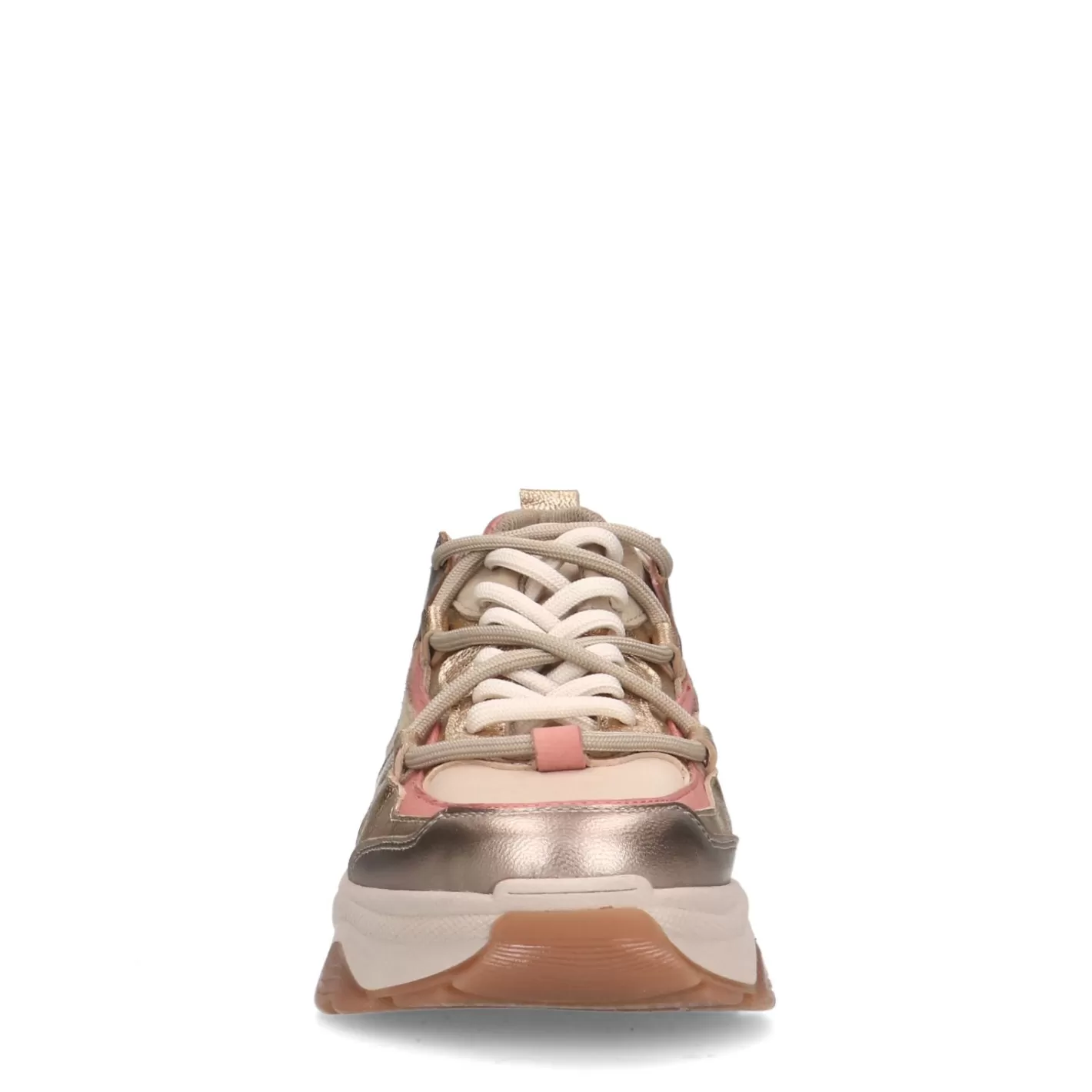 Baskets A Plateforme En Cuir Avec Details En Daim - Dore<Sacha Discount