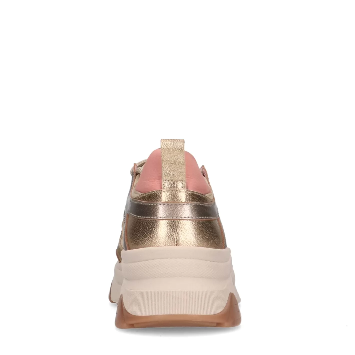 Baskets A Plateforme En Cuir Avec Details En Daim - Dore<Sacha Discount