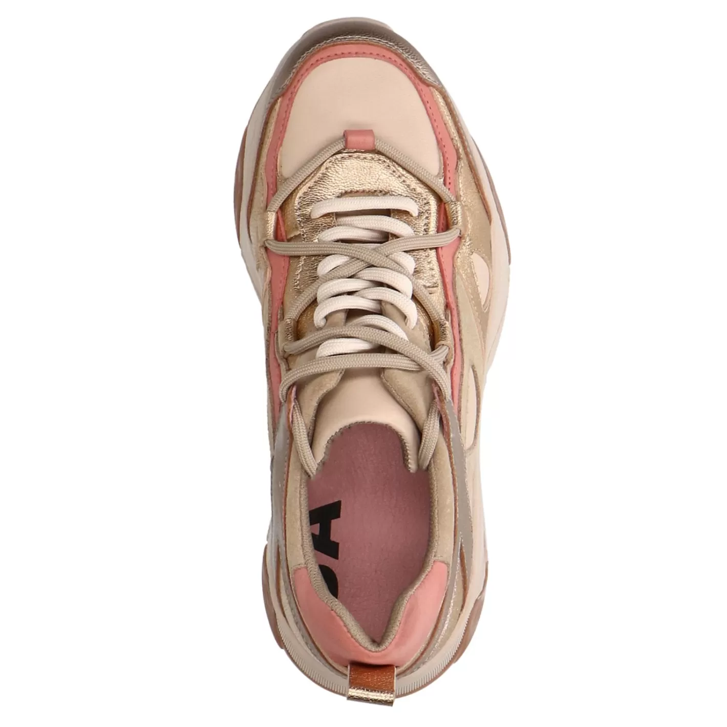 Baskets A Plateforme En Cuir Avec Details En Daim - Dore<Sacha Discount