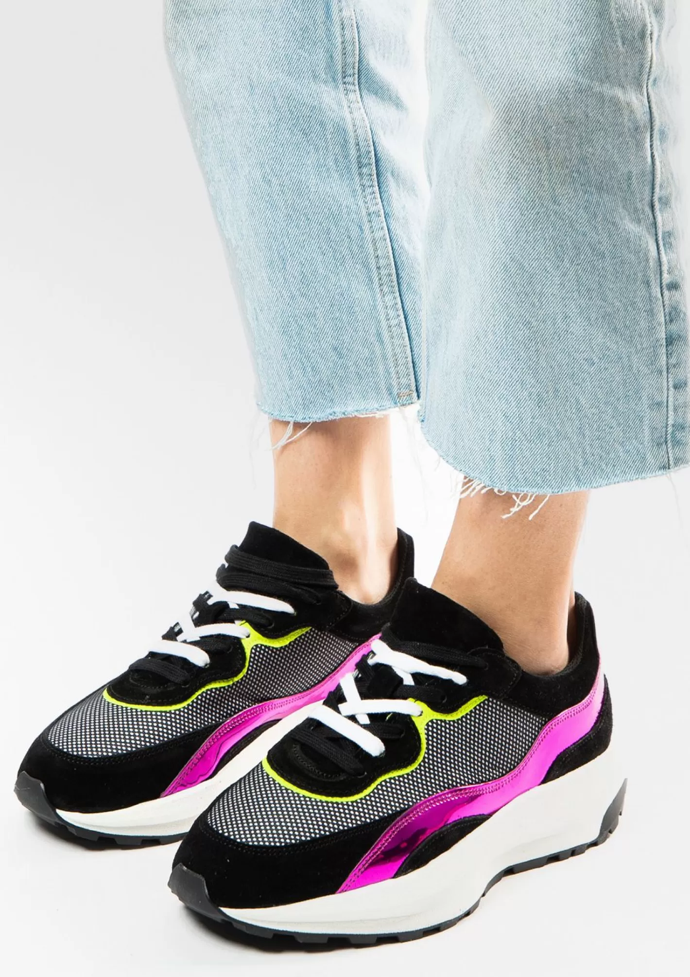 Baskets Avec Details Colores - Noir<Sacha Sale