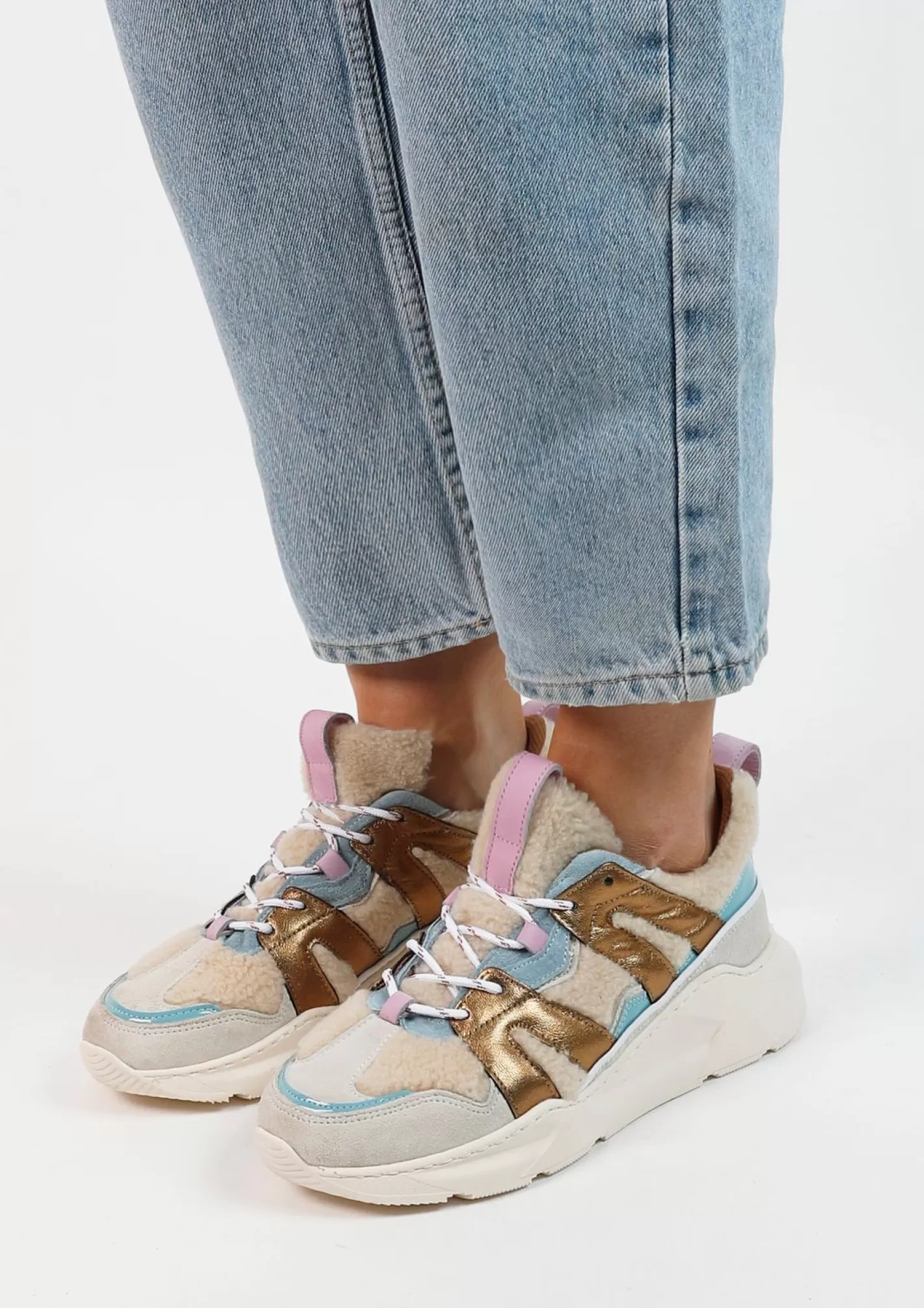 Baskets Avec Details Duveteux Et Colores - Beige<Sacha Shop