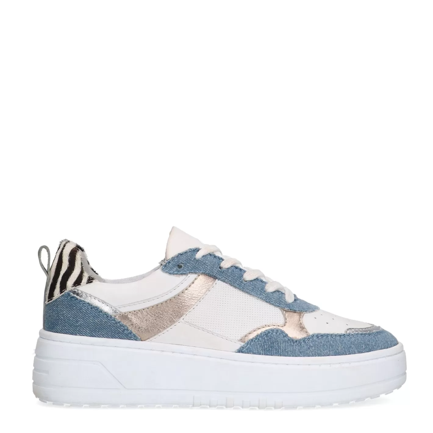 Baskets Avec Empiecements Denim - Blanc<Sacha Outlet