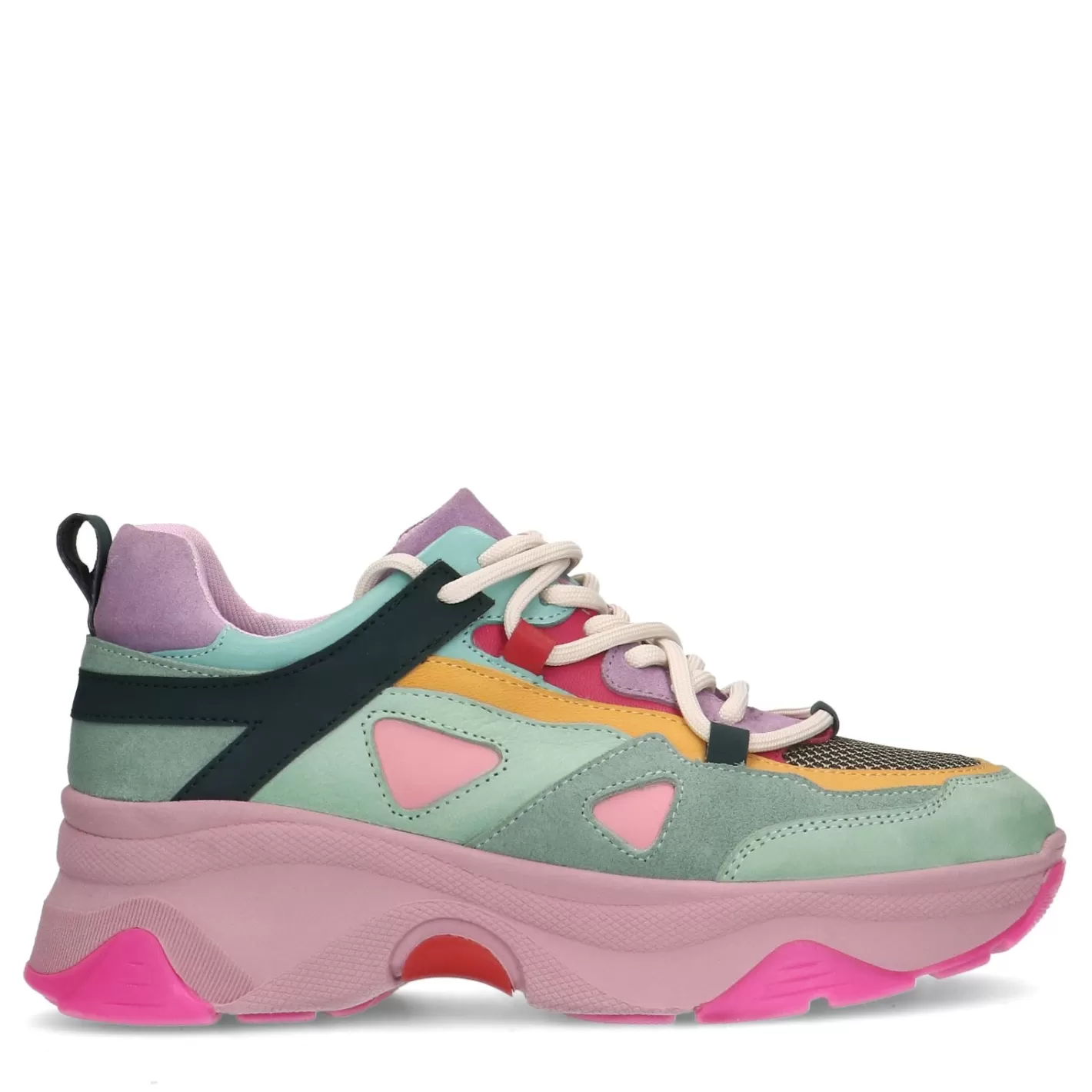 Baskets Cuir A Plateforme Avec Semelle Coloree - Multicolore<Sacha Outlet