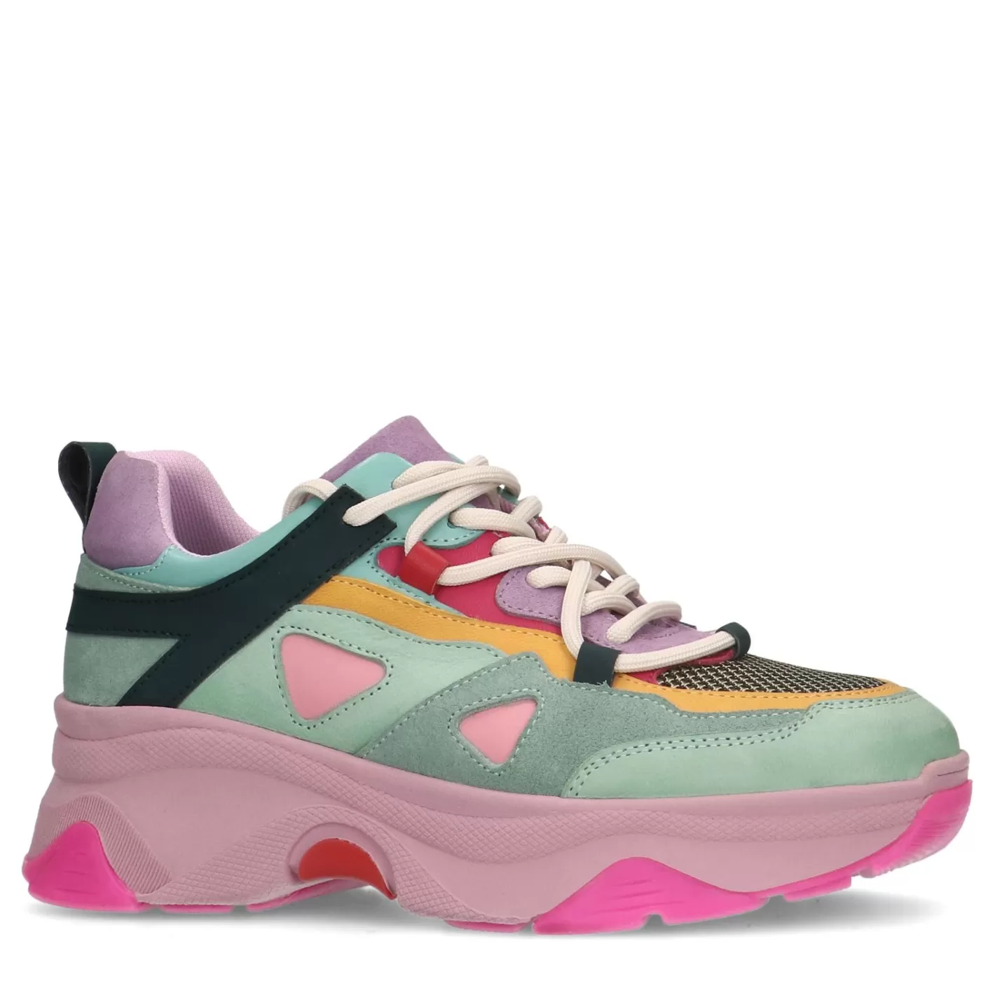 Baskets Cuir A Plateforme Avec Semelle Coloree - Multicolore<Sacha Outlet