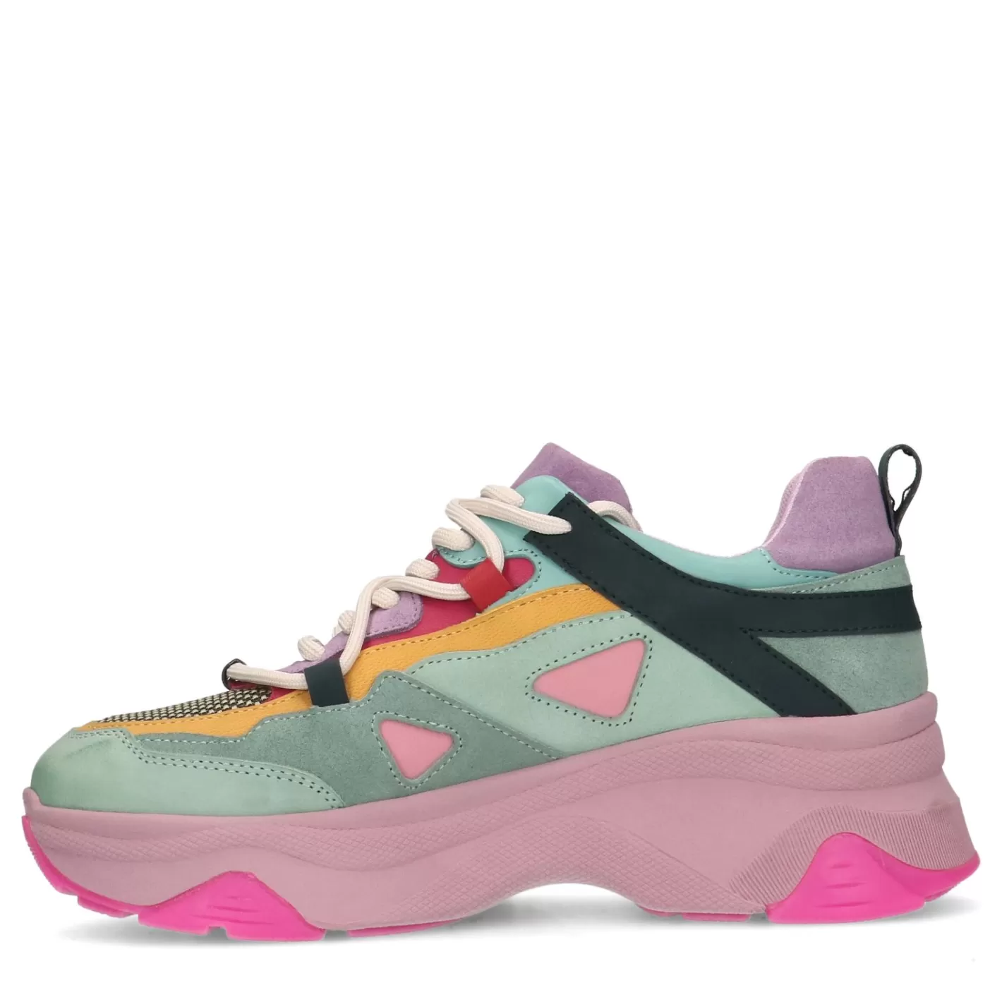 Baskets Cuir A Plateforme Avec Semelle Coloree - Multicolore<Sacha Outlet