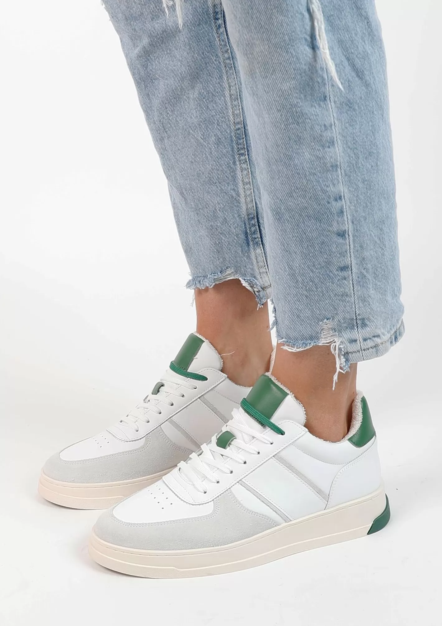 Baskets En Cuir Avec Details - Blanc<Sacha Flash Sale