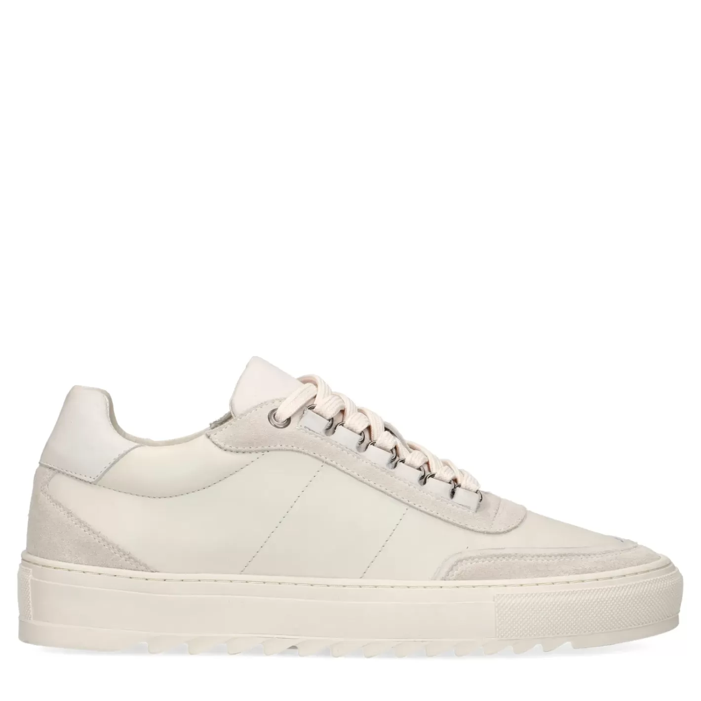 Baskets En Cuir Avec Details En Daim - Blanc Casse<Sacha New