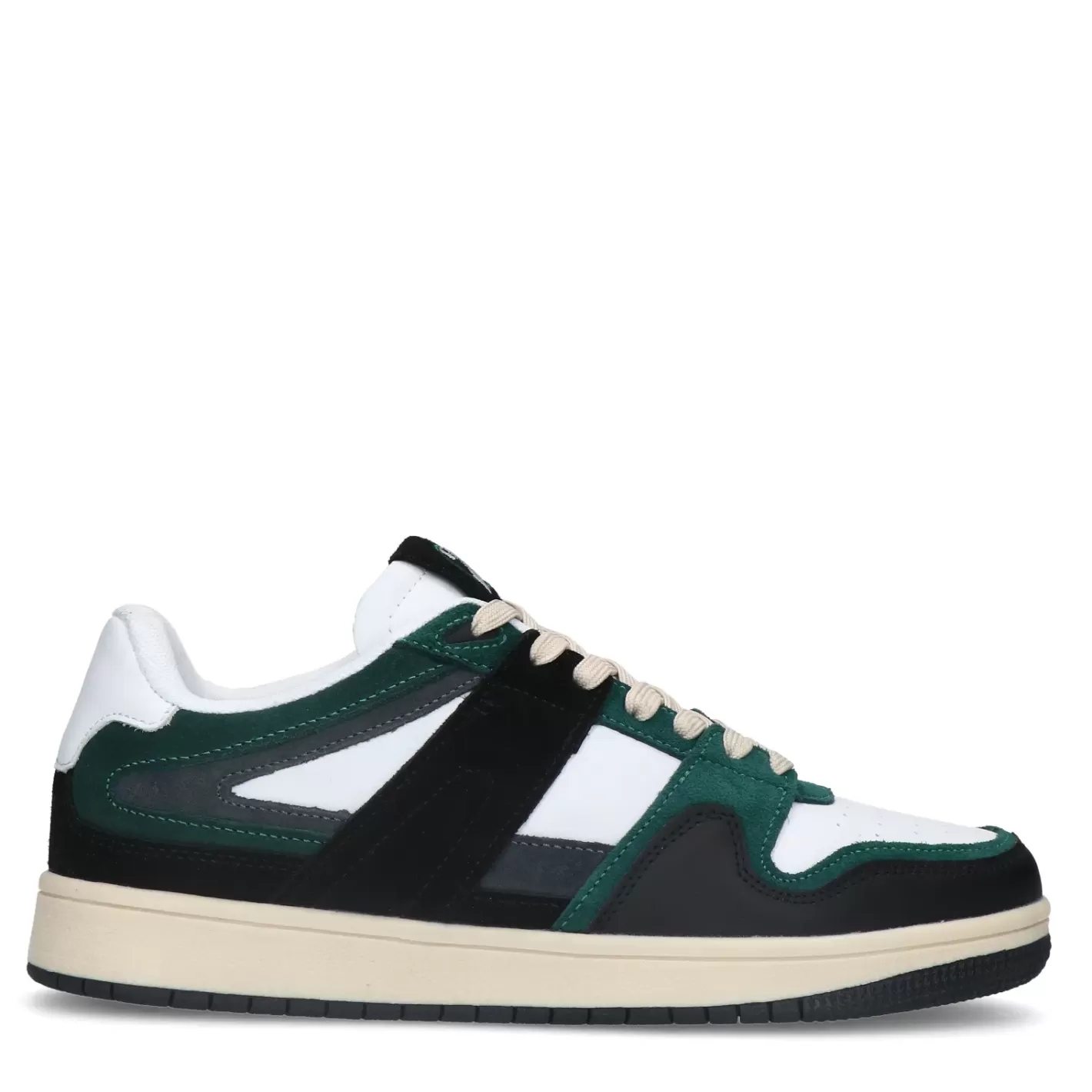 Baskets En Cuir Avec Details En Daim - Vert Fonce<Sacha Best