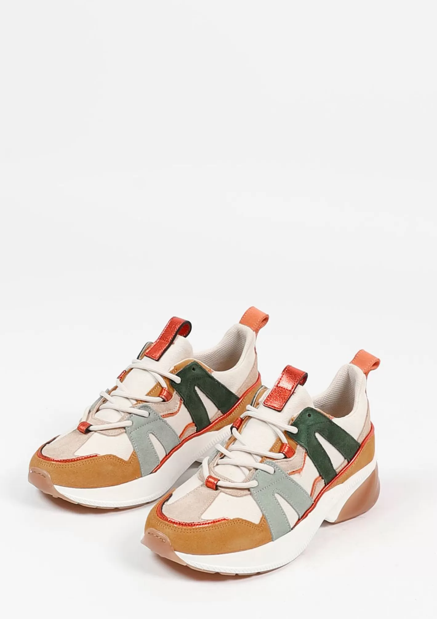 Baskets En Daim Avec Details Colores - Marron<Sacha Online