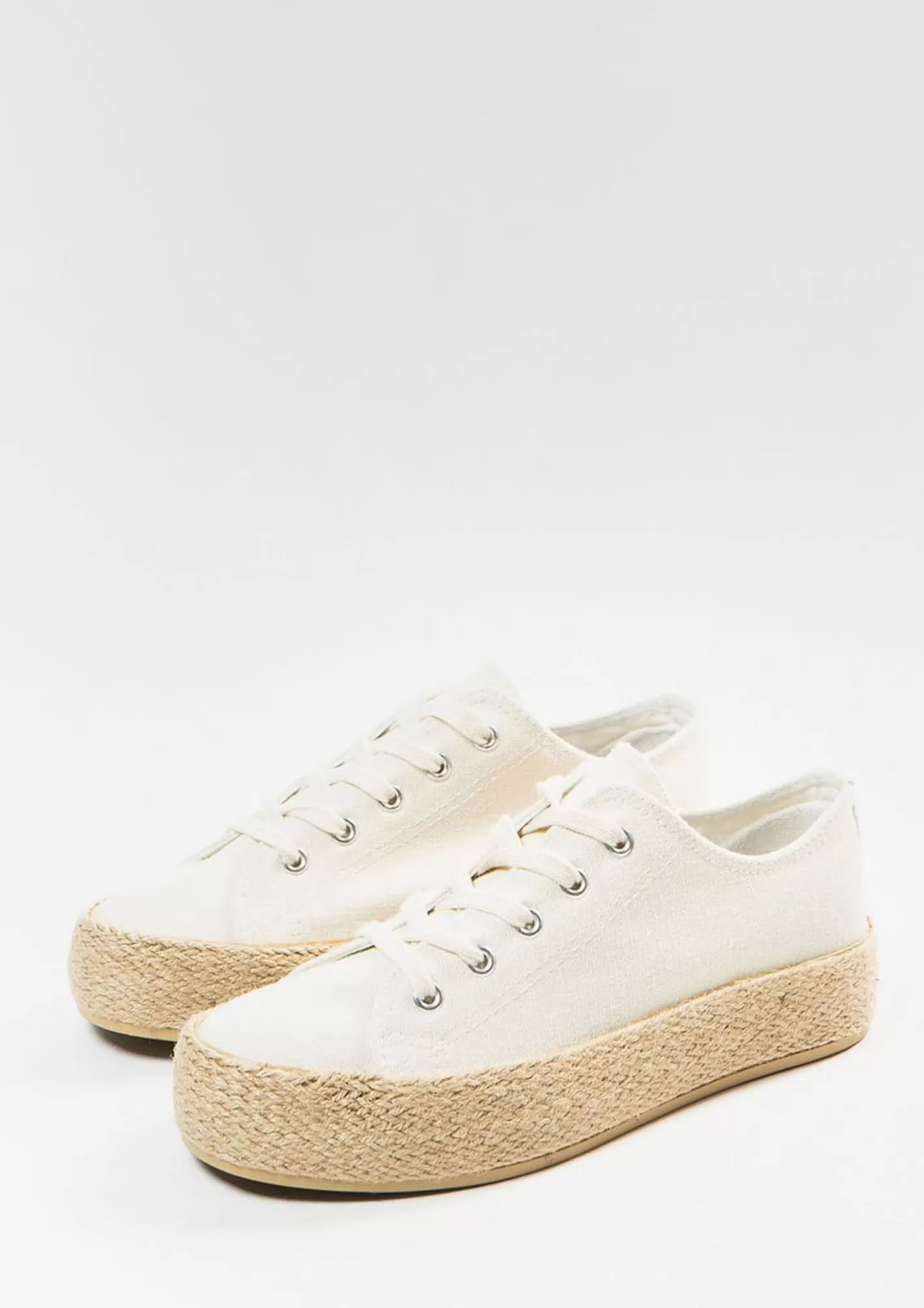 Baskets En Toile Avec Semelle En Corde - Blanc Casse<Sacha Fashion