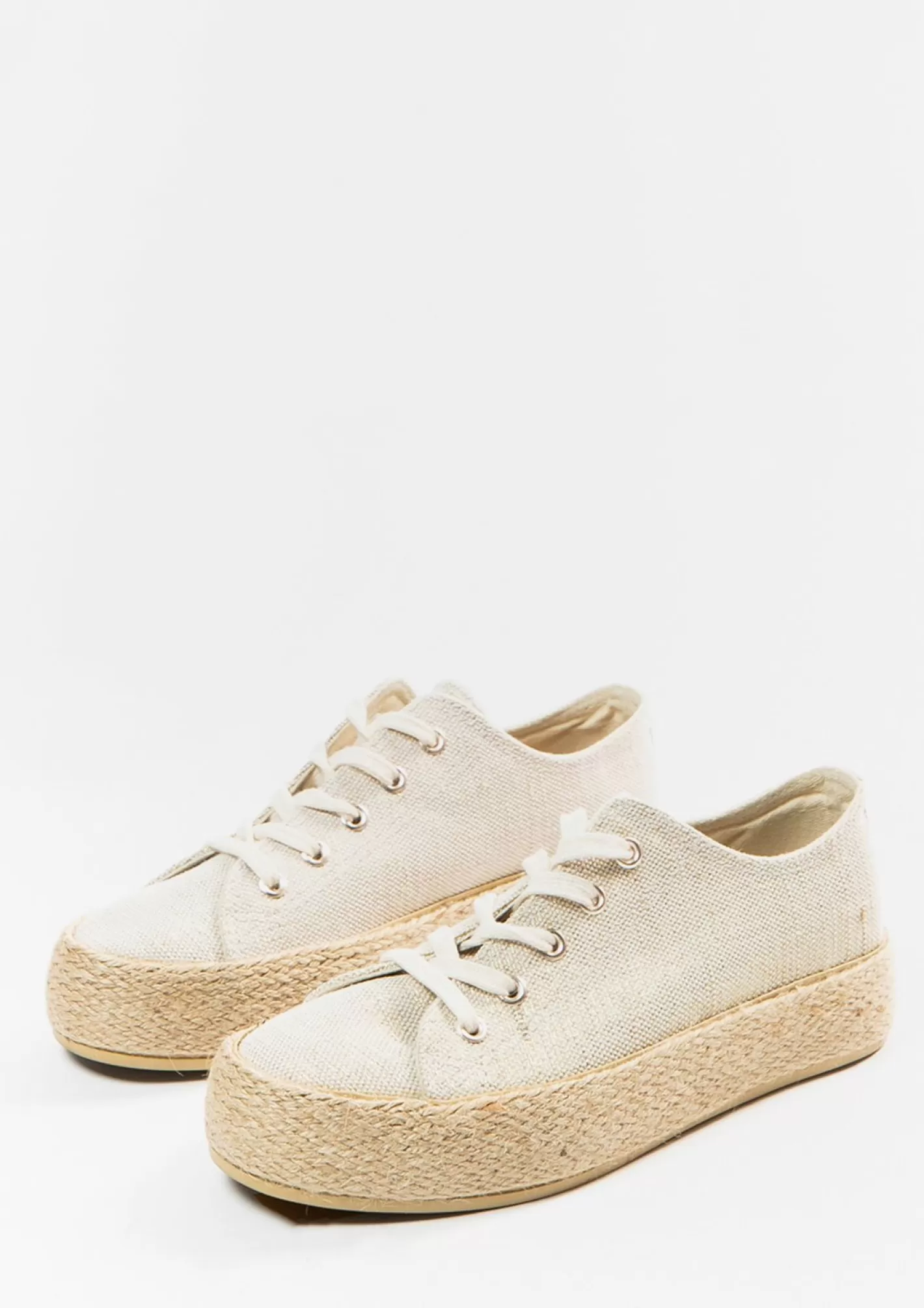 Baskets Pailletees Textile Avec Semelle En Corde - Beige<Sacha Clearance