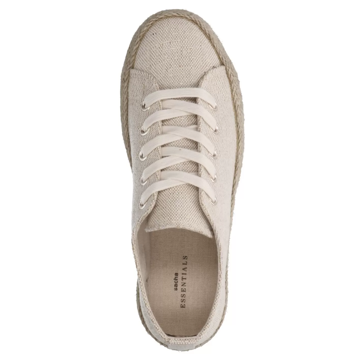 Baskets Pailletees Textile Avec Semelle En Corde - Beige<Sacha Clearance