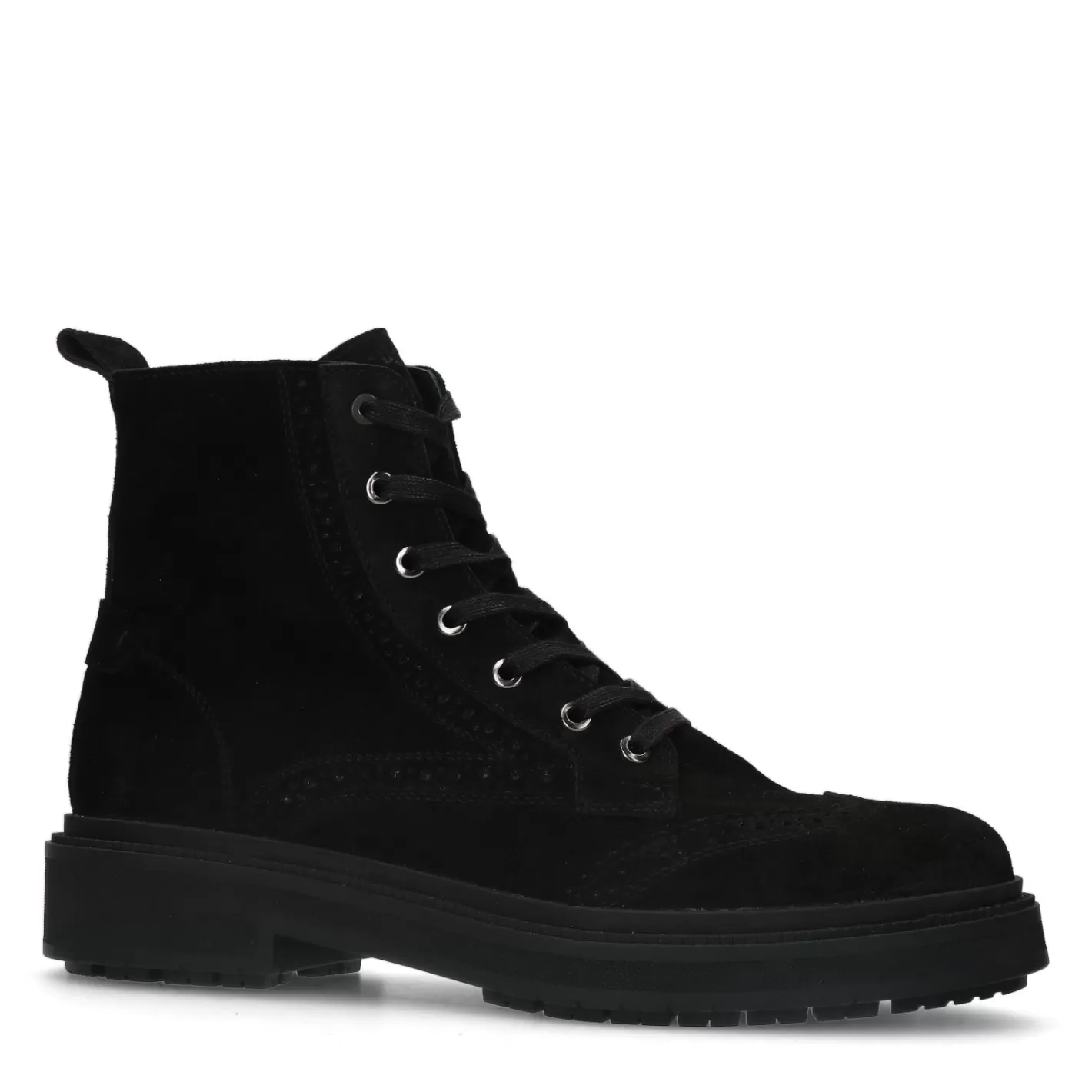 Boots A Lacets En Daim - Noir<Sacha New