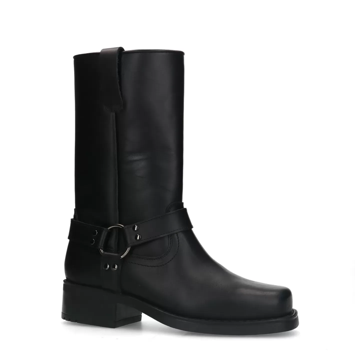 Boots Motardes En Cuir - Noir<Sacha Sale