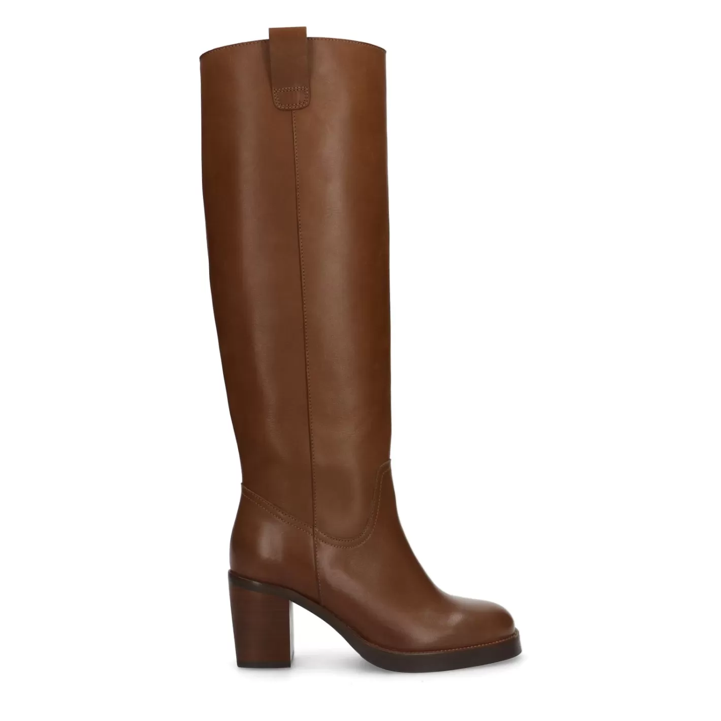 Bottes A Talon En Cuir - Marron<Sacha Fashion