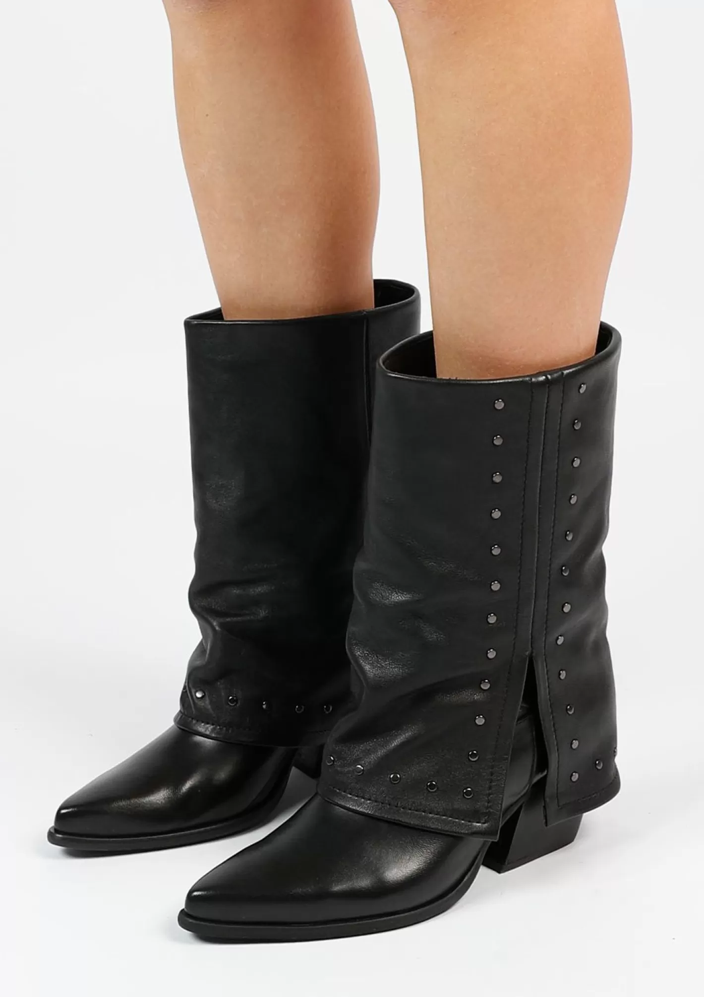 Bottes En Cuir Avec Clous - Noir<Sacha Sale