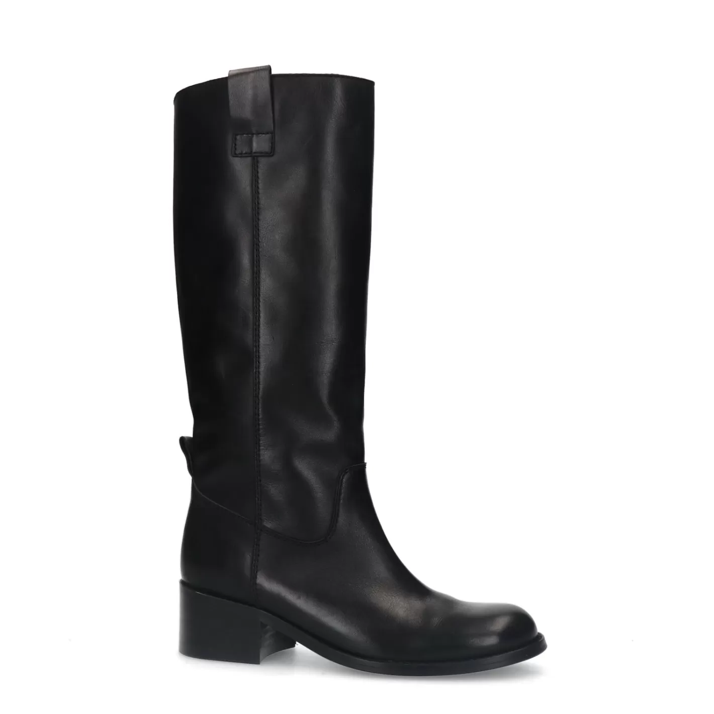 Bottes Hautes A Talon En Cuir - Noir<Sacha Shop