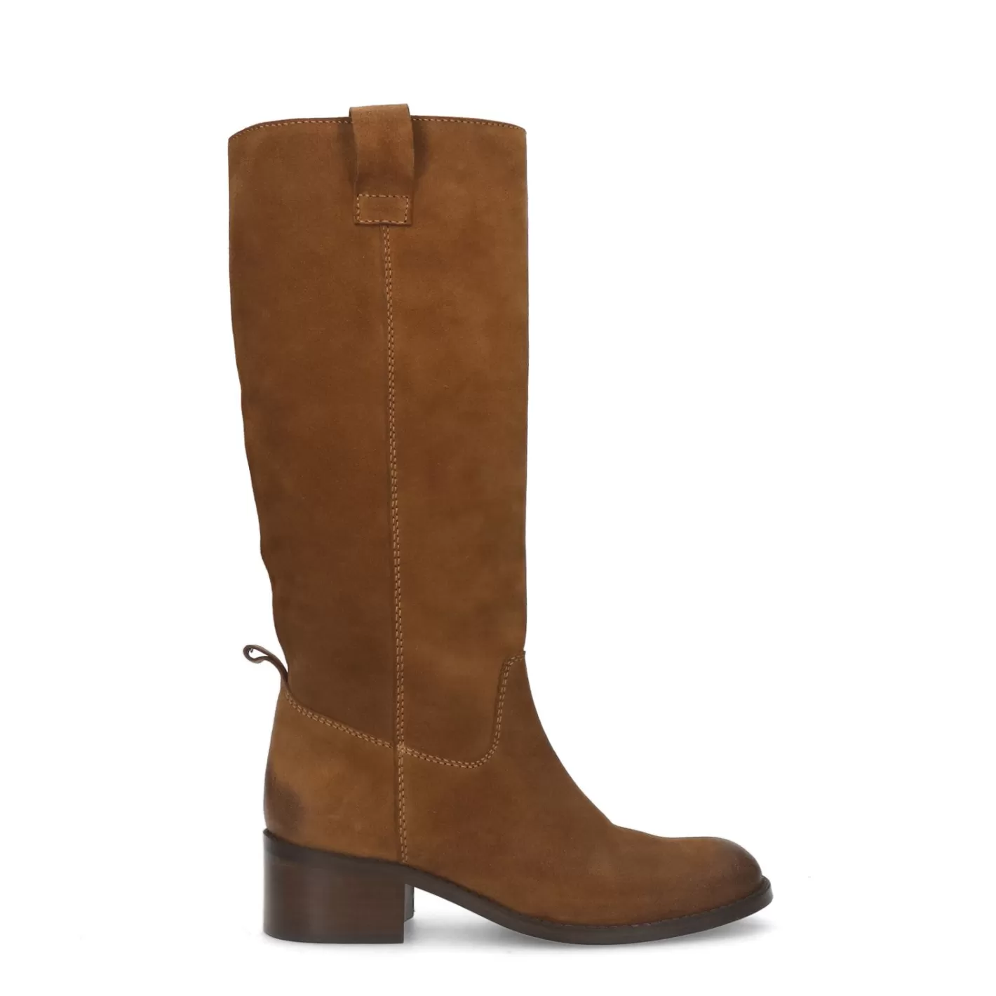 Bottes Hautes A Talon En Daim - Marron<Sacha Hot