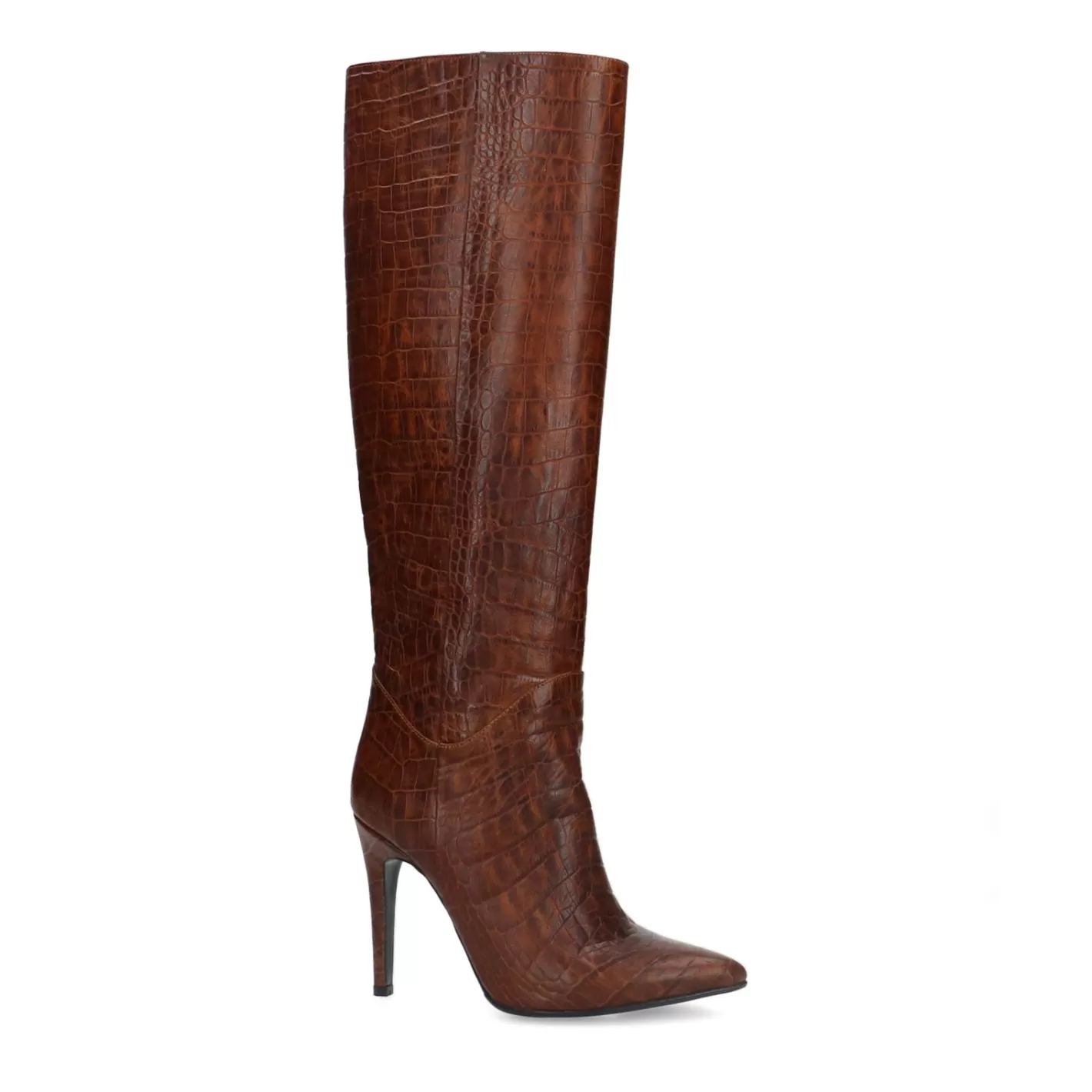 Bottes Hautes En Cuir Avec Imprime Croco - Marron<Sacha Best Sale