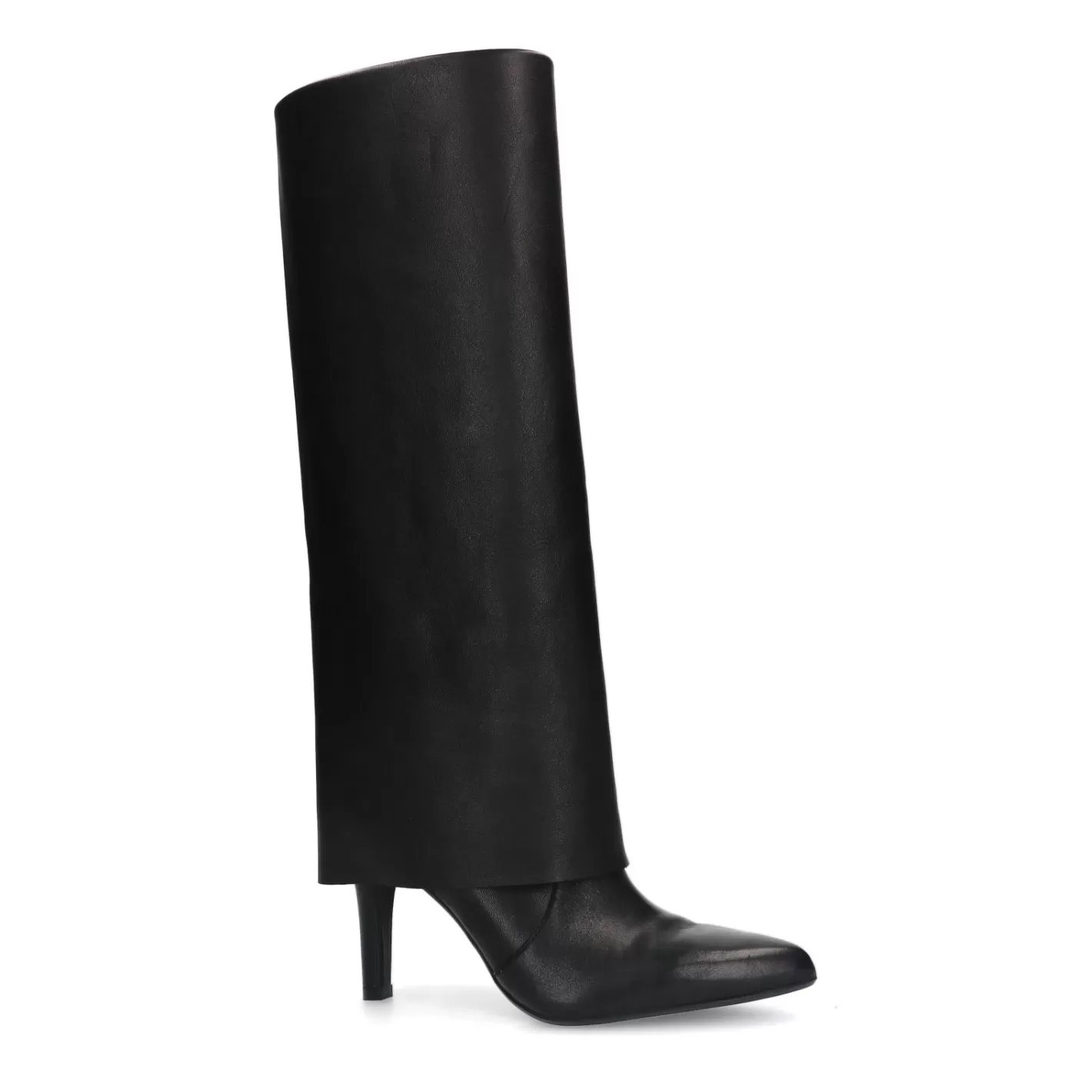 Bottes Hautes En Cuir Avec Rabat - Noir<Sacha Fashion