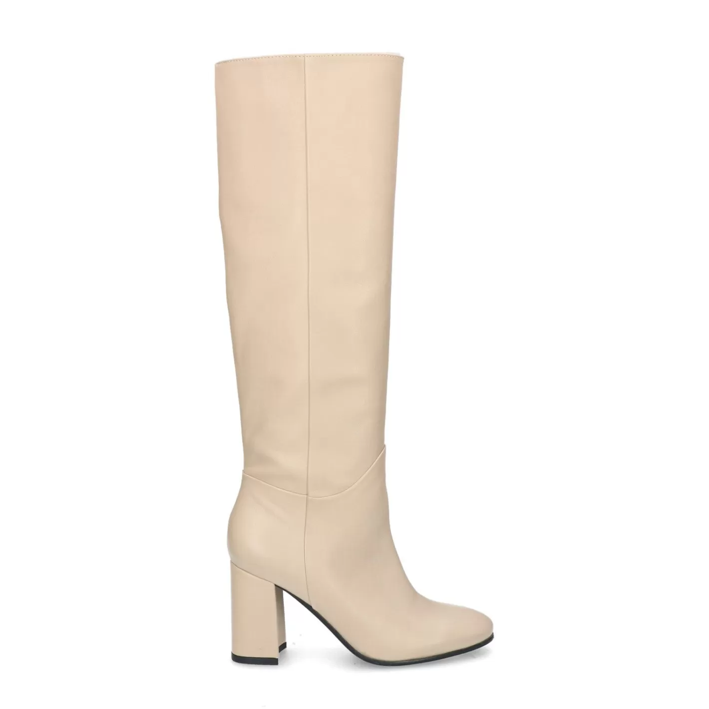 Bottes Hautes En Cuir Avec Talon - Blanc Casse<Sacha Fashion