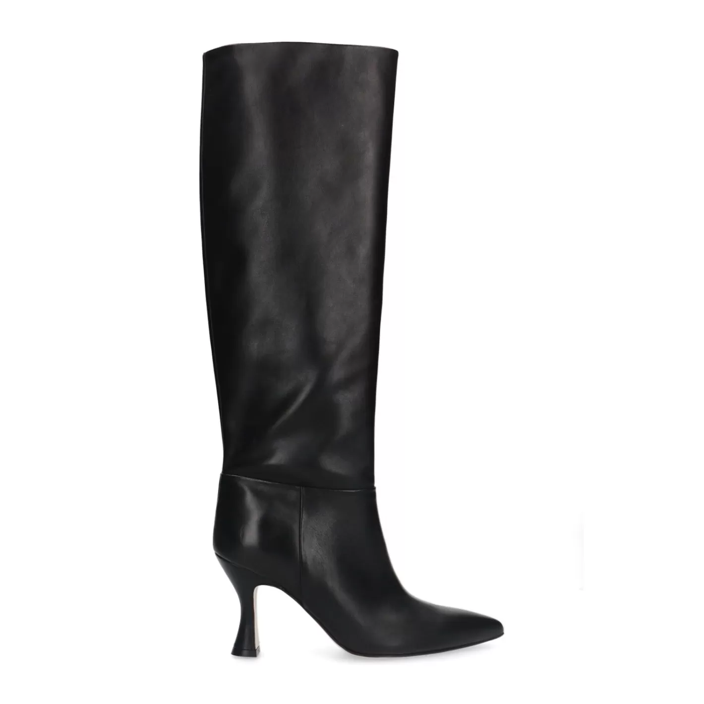 Bottes Hautes En Cuir Avec Talon Entonnoir - Noir<Sacha New