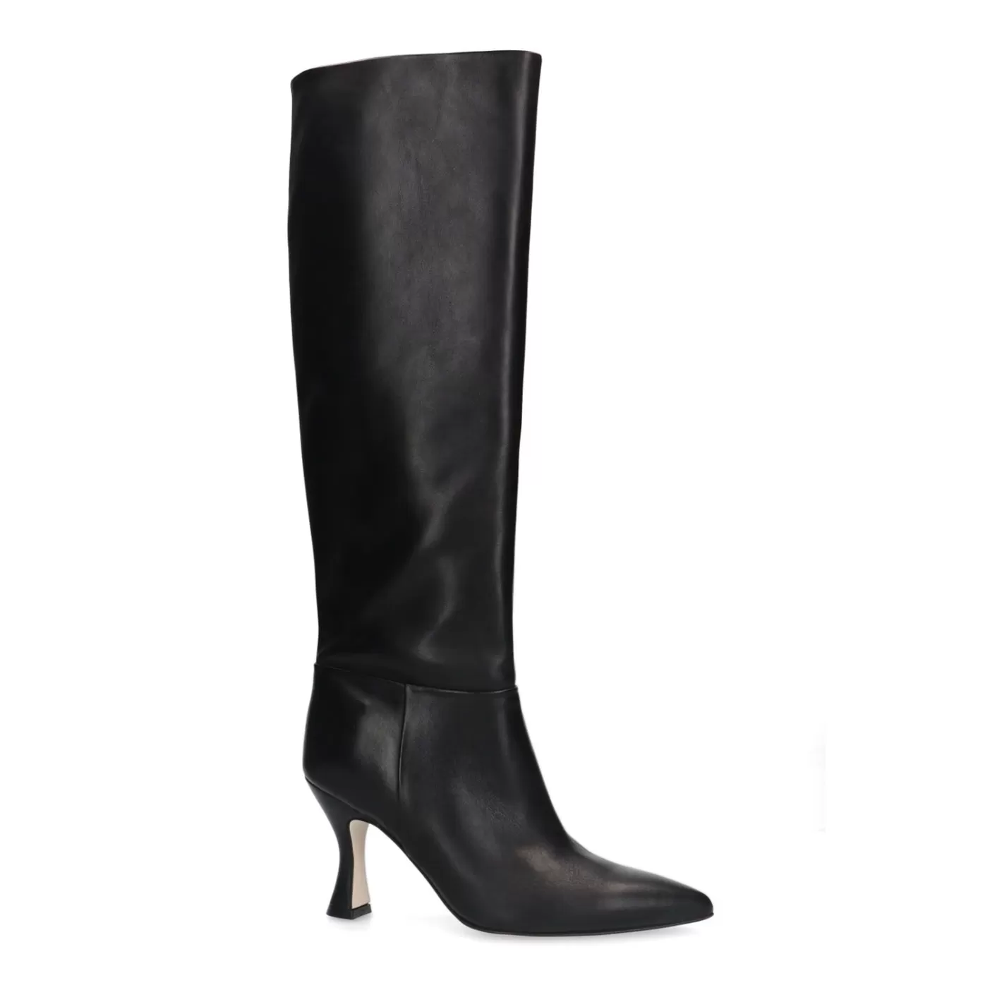 Bottes Hautes En Cuir Avec Talon Entonnoir - Noir<Sacha New