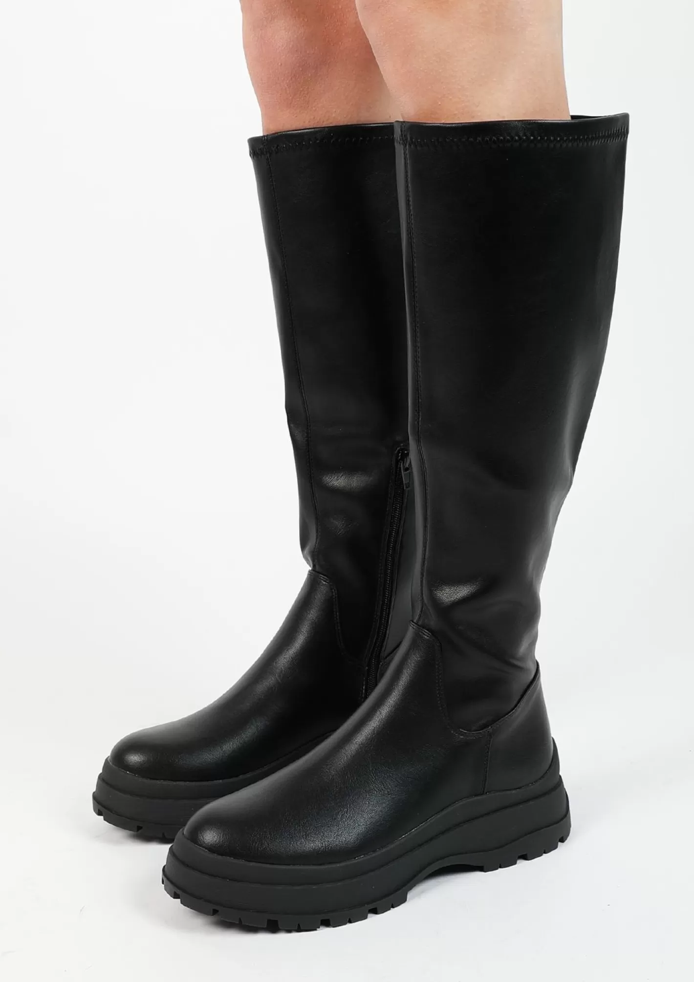 Bottes Hautes Synthetique Avec Grosse Semelle - Noir<Sacha Clearance