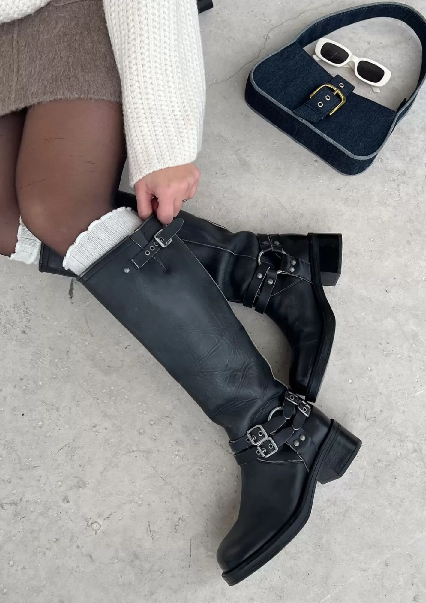 Bottes Motardes A Boucles - Noir<Sacha Shop