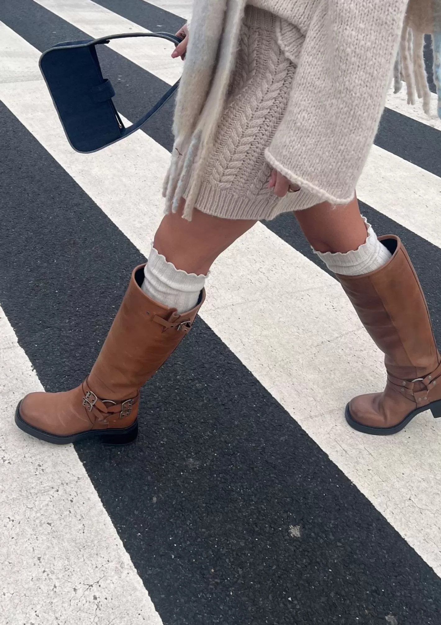 Bottes Motardes A Boucles Tige Large - Marron<Sacha Fashion