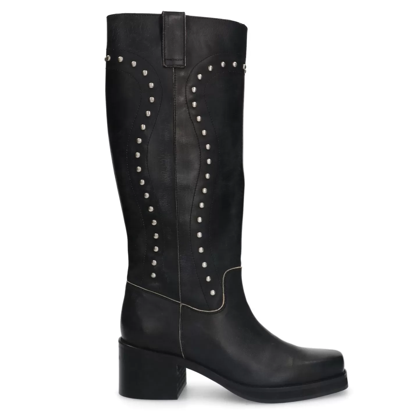 Bottes Motardes En Cuir Avec Clous - Noir<Sacha Sale