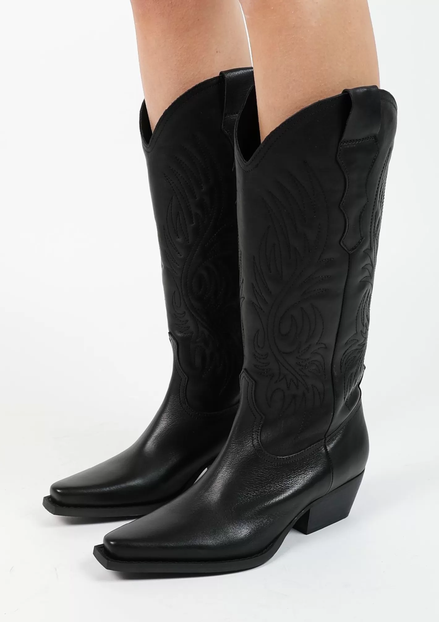 Bottes Style Cowboy En Cuir - Noir<Sacha Store