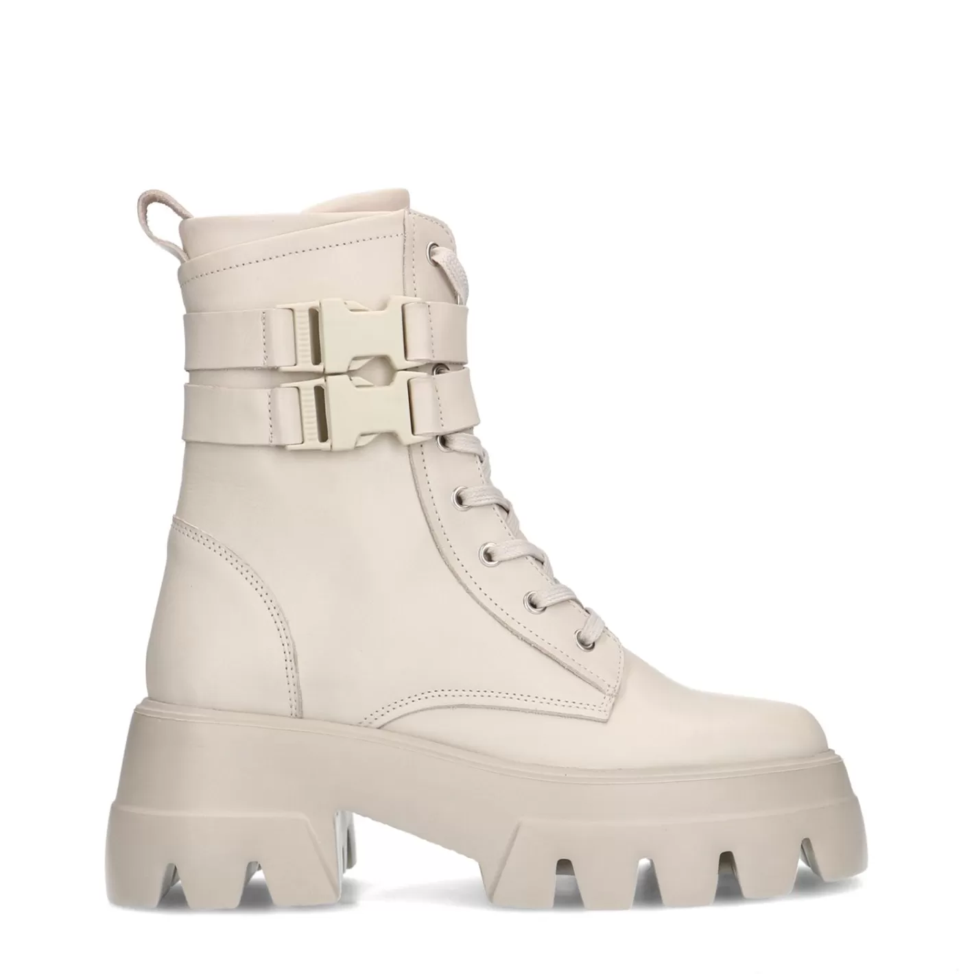 Bottines A Lacets En Cuir - Blanc Casse<Sacha Sale