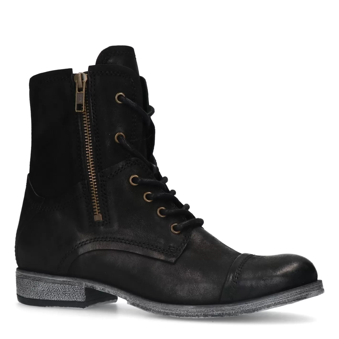 Bottines A Lacets En Cuir - Noir<Sacha Cheap