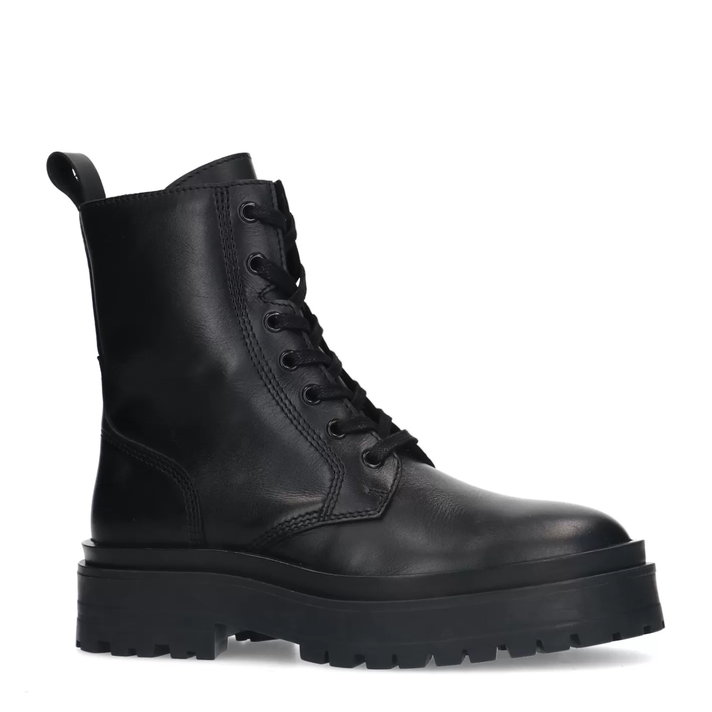 Bottines A Lacets En Cuir - Noir<Sacha Discount