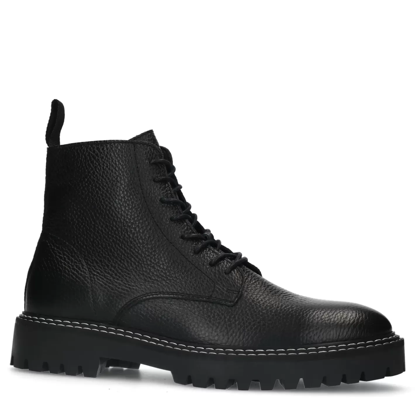 Bottines A Lacets En Cuir - Noir<Sacha Cheap