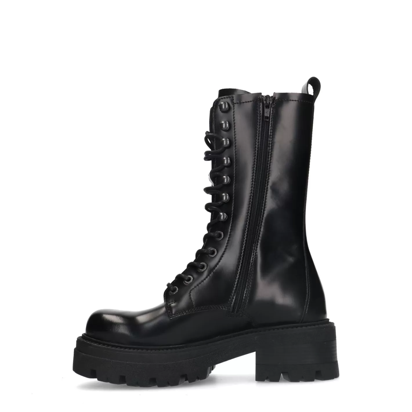 Bottines A Lacets En Cuir Avec Semelle Plateforme - Noir<Sacha Flash Sale