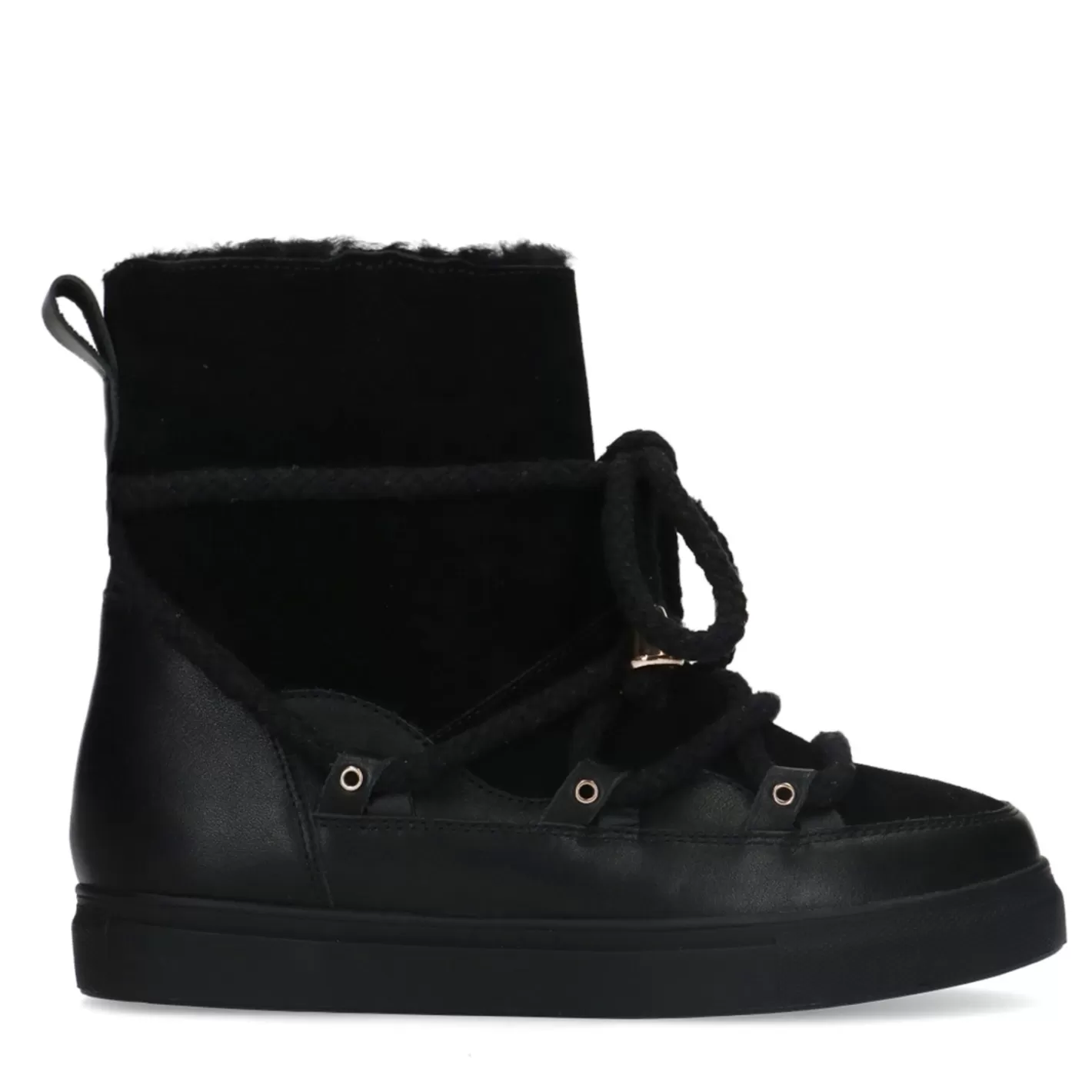 Bottines A Lacets En Daim Avec Fausse Fourrure - Noir<Sacha Sale