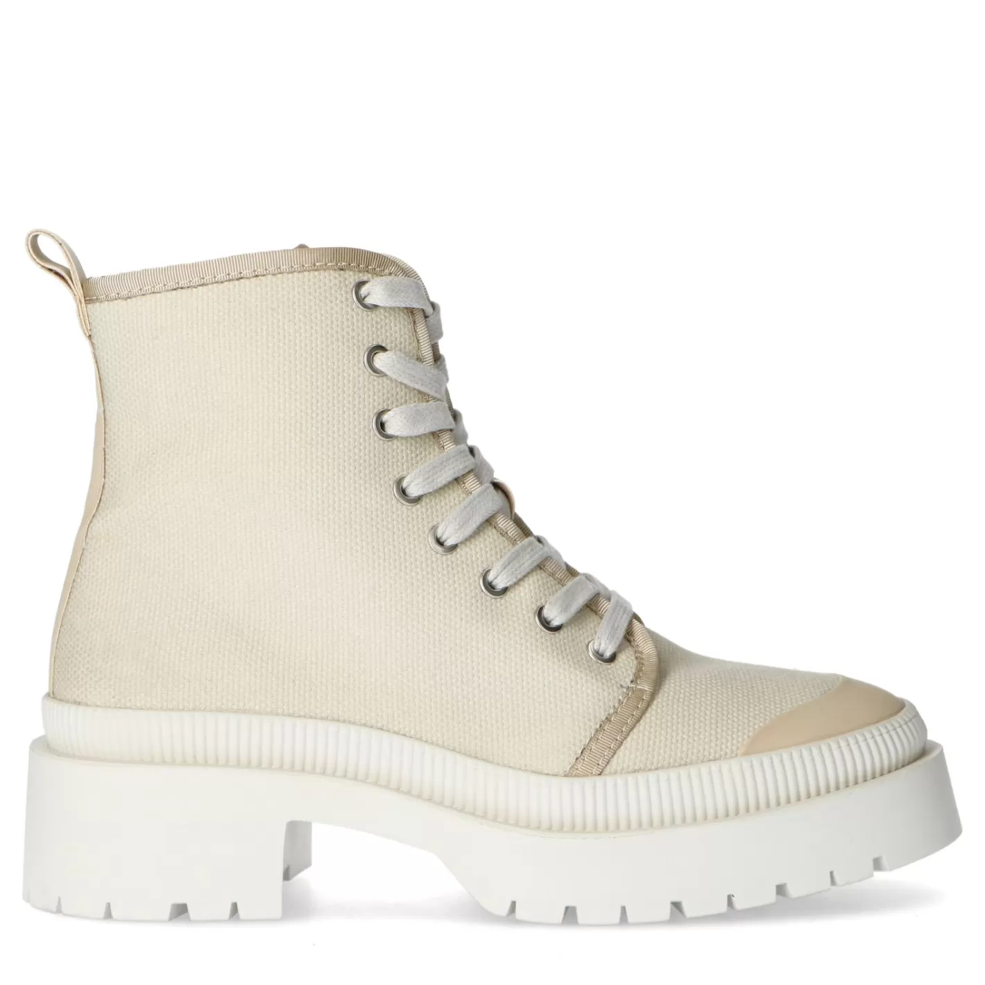 Bottines A Lacets En Toile Avec Talon Cubain - Beige<Sacha Flash Sale