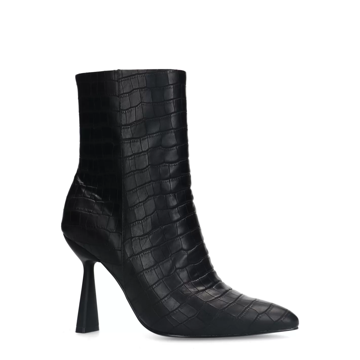 Bottines Croco Avec Talon Entonnoir - Noir<Sacha Best Sale