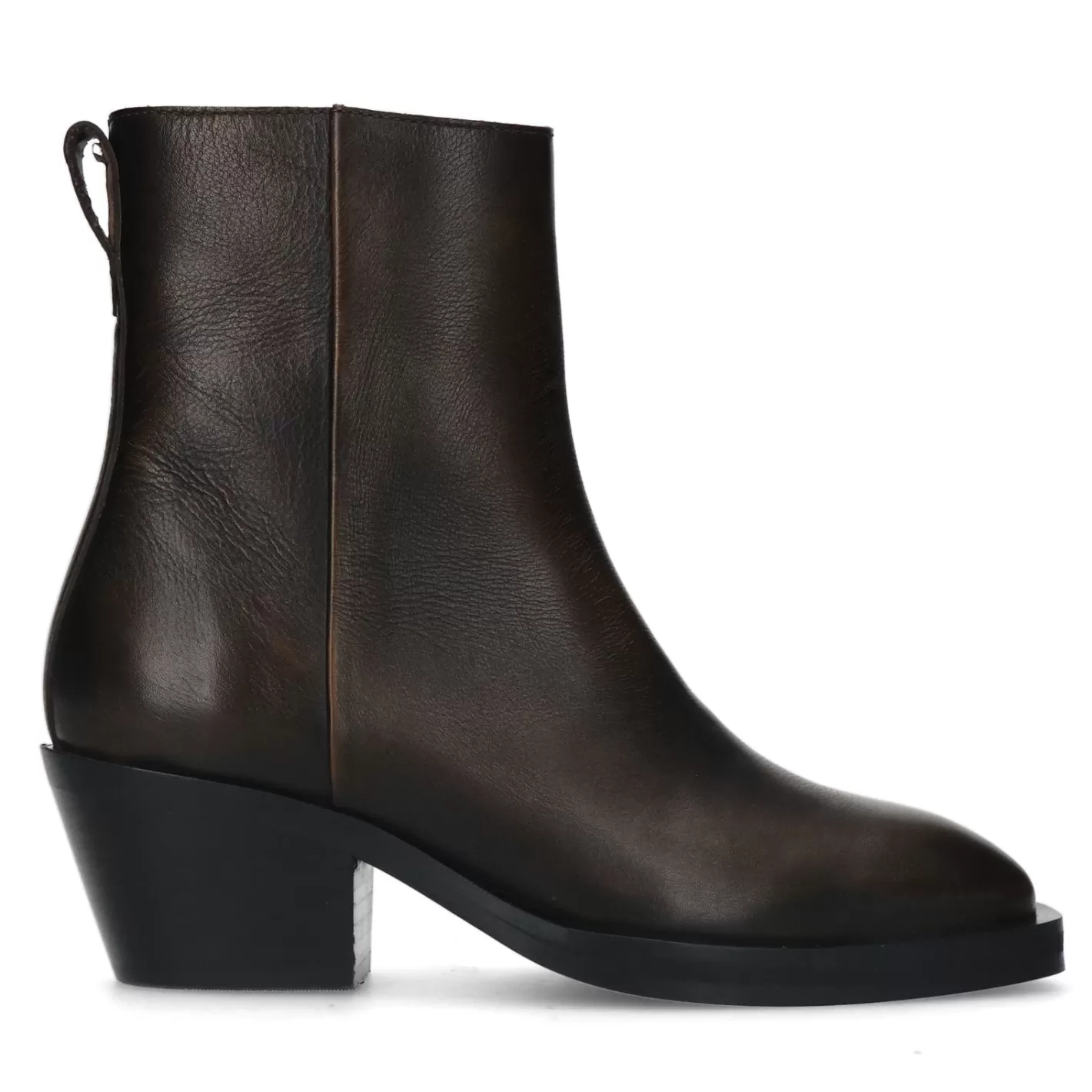 Bottines Cuir A Talon - Gris<Sacha New