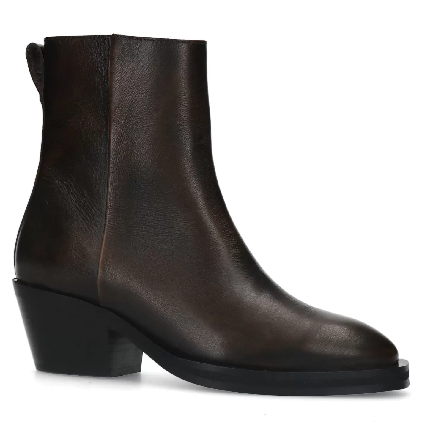 Bottines Cuir A Talon - Gris<Sacha New