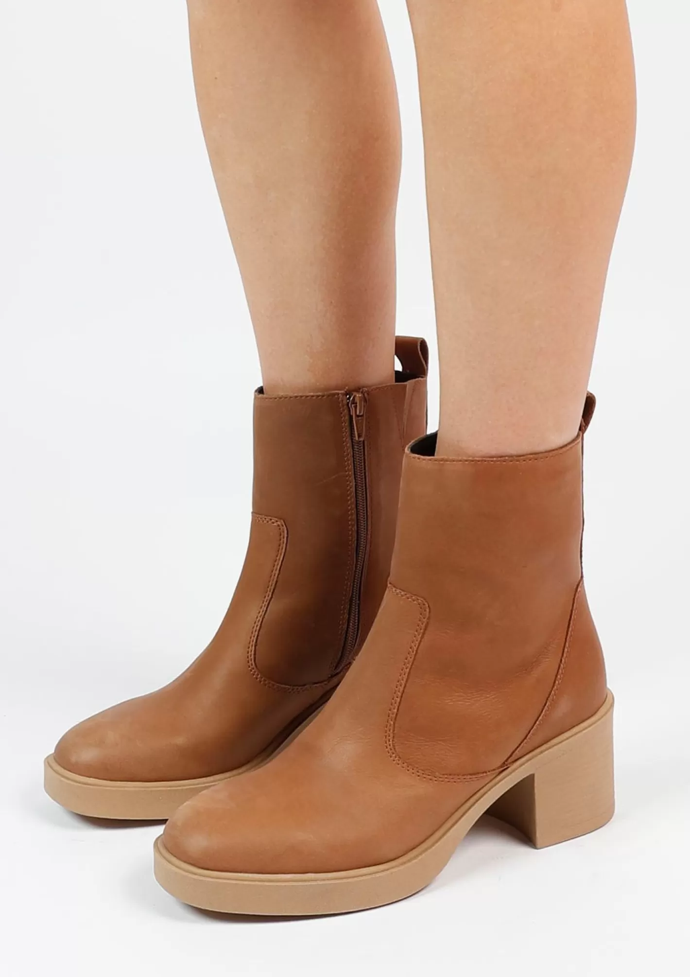 Bottines Cuir A Talon - Marron<Sacha Best Sale