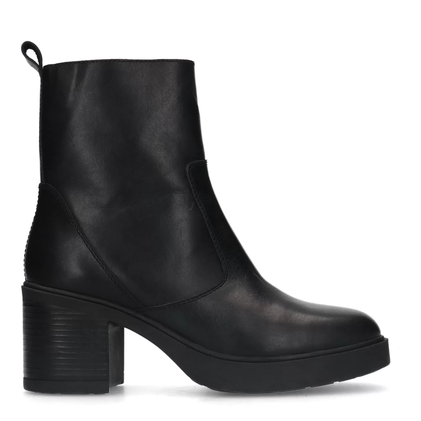 Bottines Cuir A Talon - Noir<Sacha Store