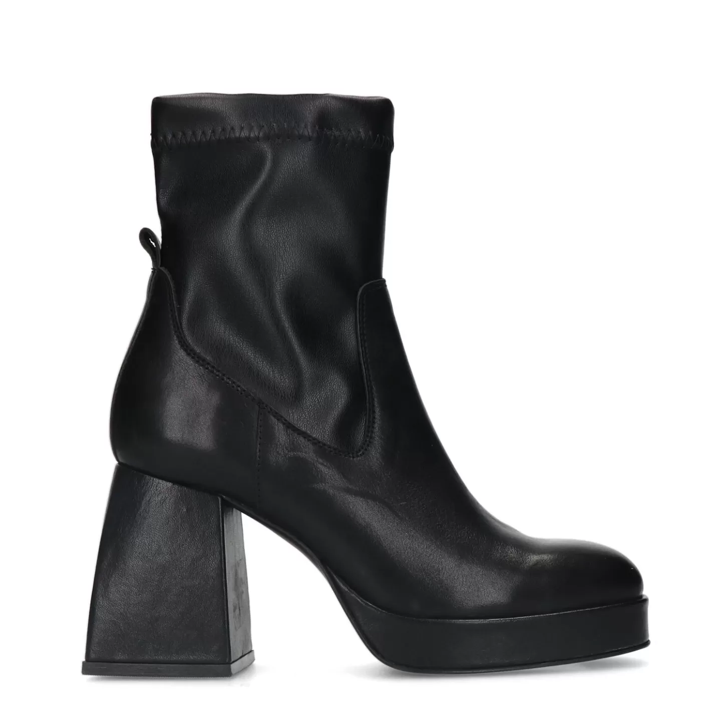 Bottines Cuir A Talon - Noir<Sacha Cheap