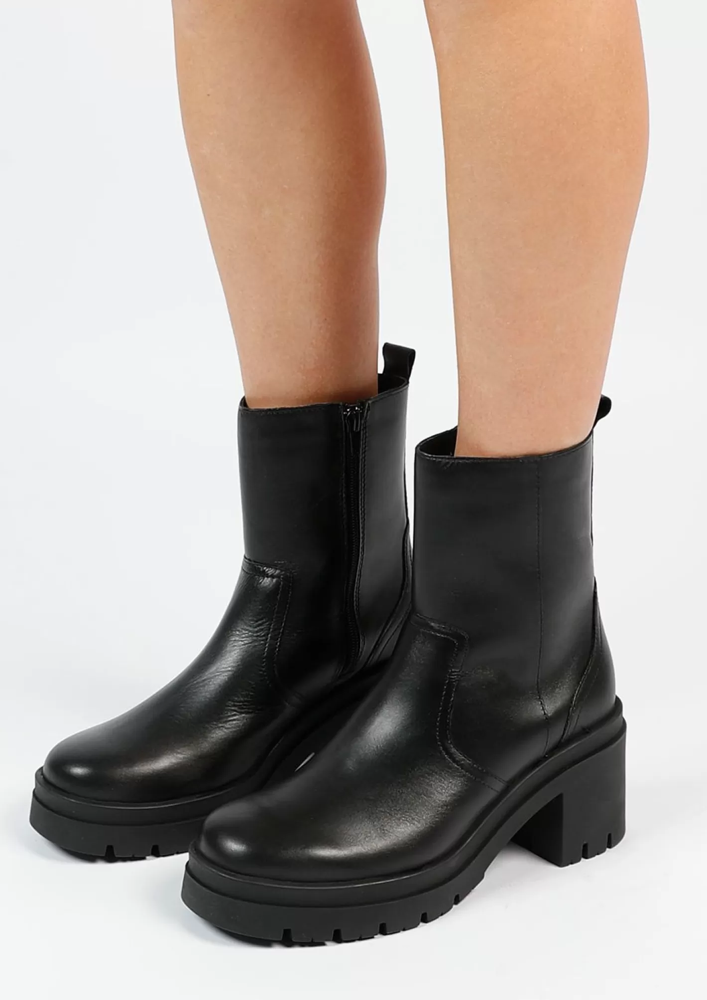 Bottines Cuir A Talon - Noir<Sacha Flash Sale