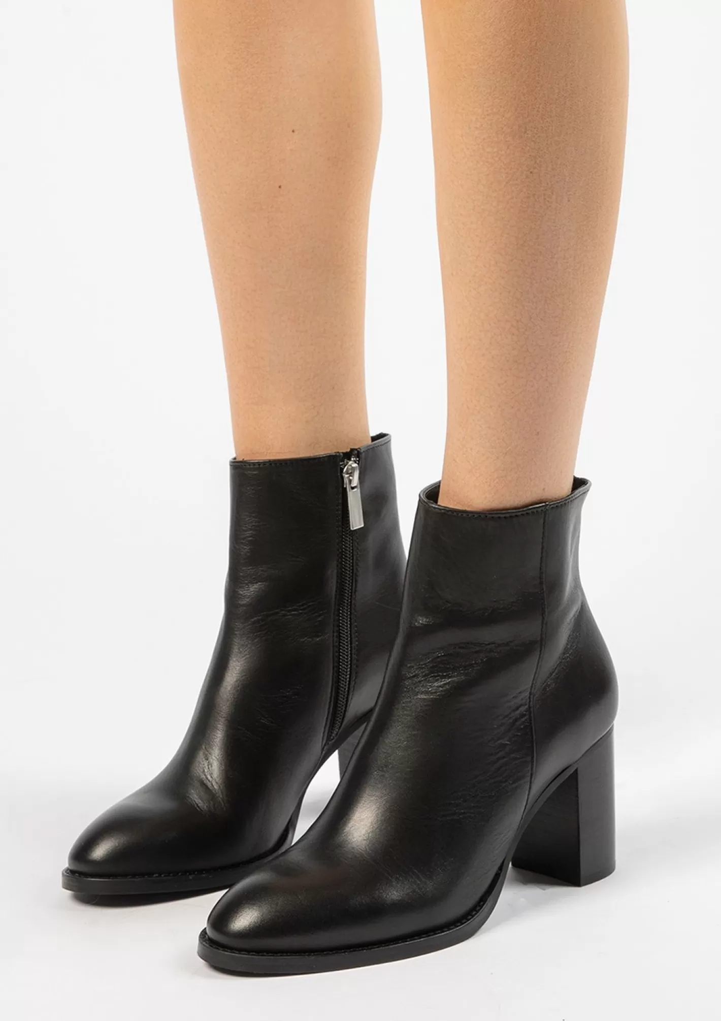 Bottines Cuir A Talon - Noir<Sacha Best Sale