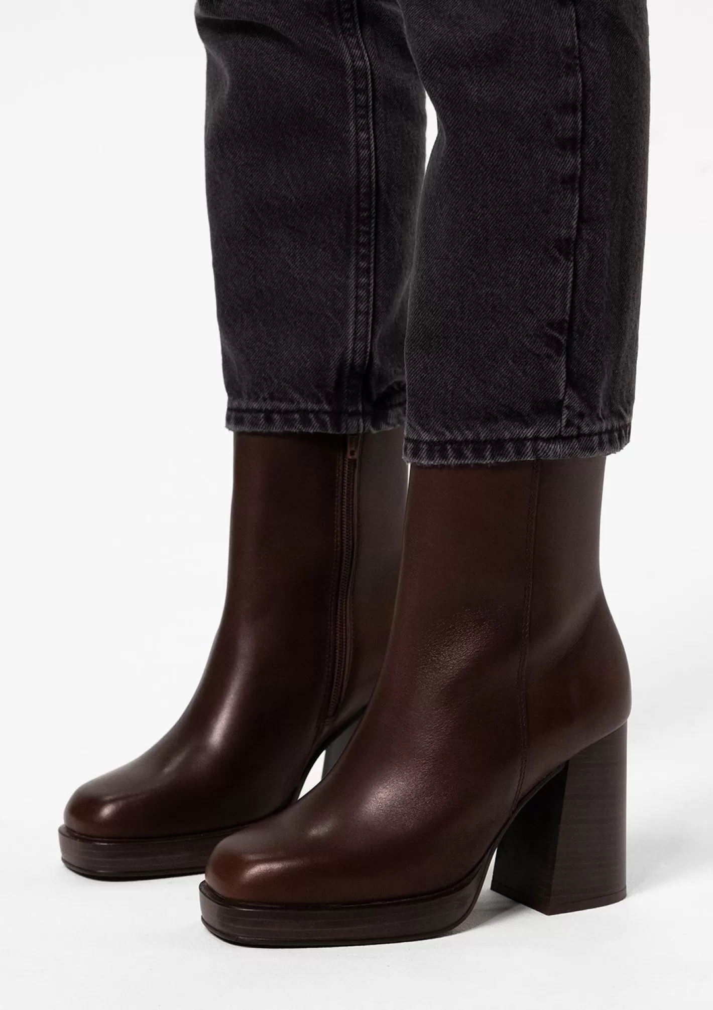 Bottines Cuir A Talon Cubain - Marron<Sacha Best Sale