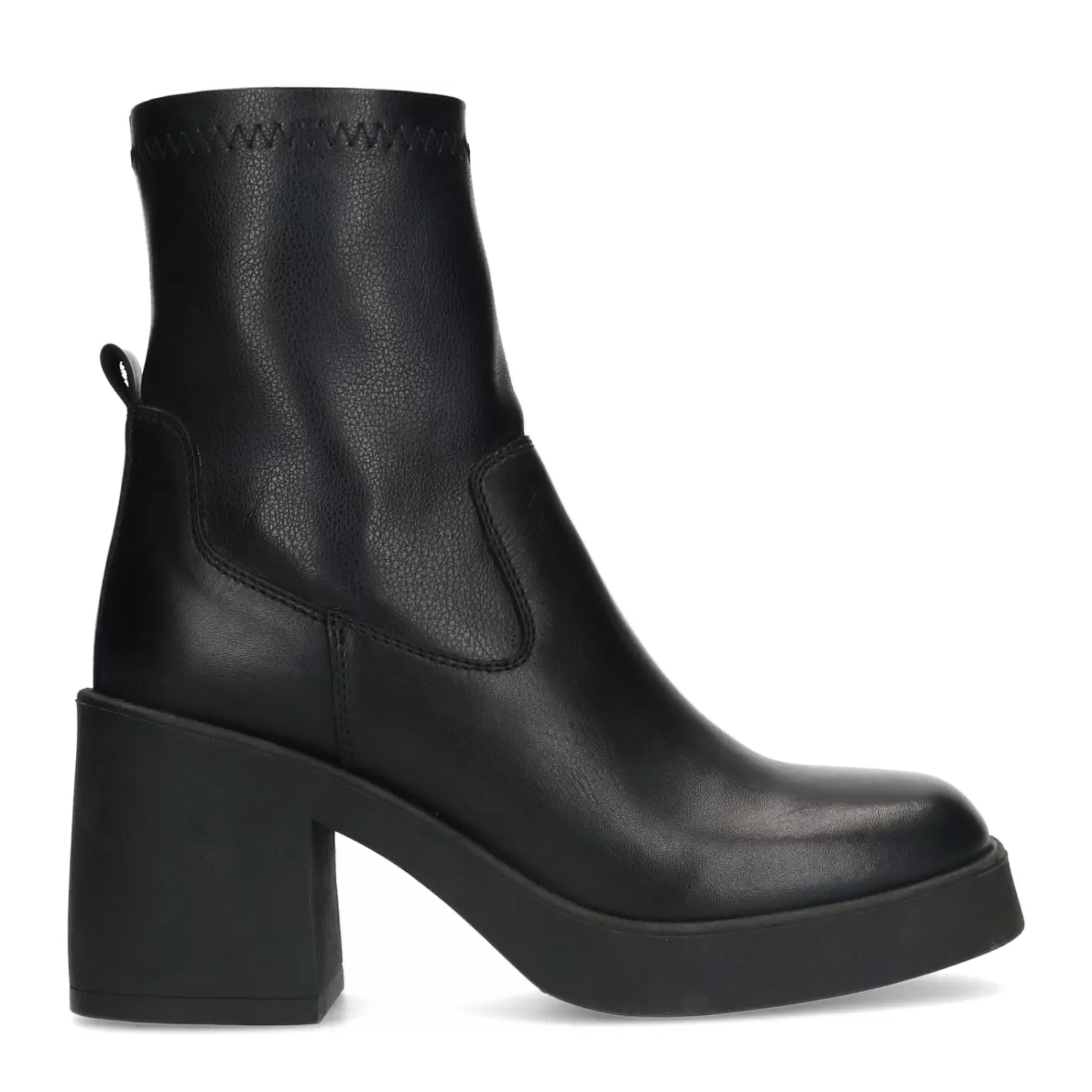 Bottines Cuir Avec Talon Et Plateau - Noir<Sacha Shop