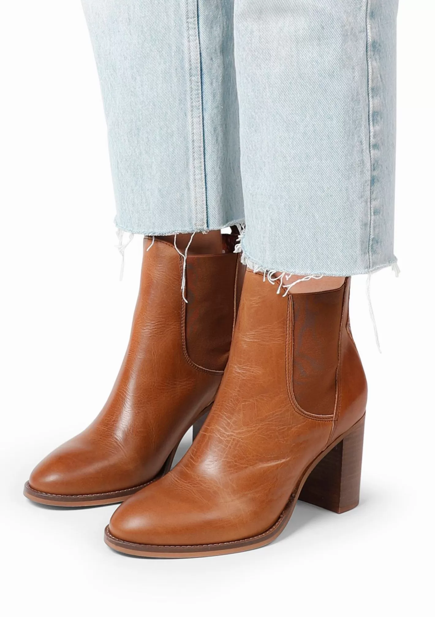 Bottines En Cuir A Talon - Marron<Sacha Store